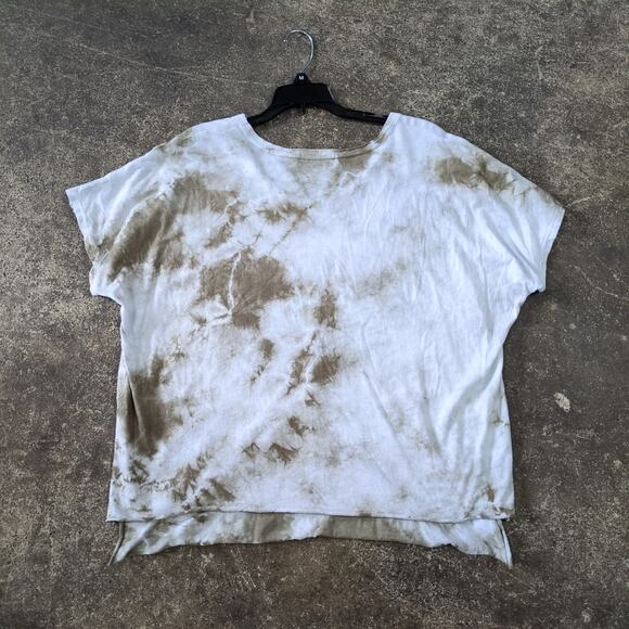 Vintage Gyft Oversized T Shirt Womens S White Olive Green Tie Dye Boho Retro Y2K - Picture 3 of 8